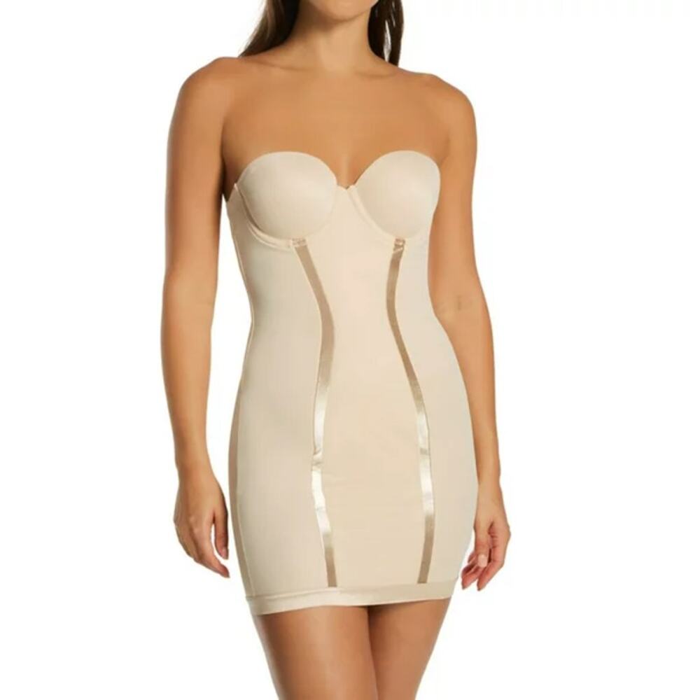 Maidenform Flexees Easy Up Convertible Full Slip Bra Beige Strapless Size 36D